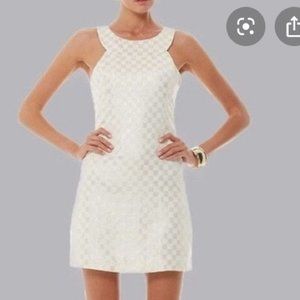 White and Gold Checked, Lily Pulitzer, Size 0, Mini Dress